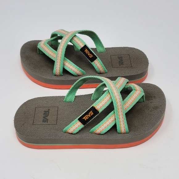 TEVA FLIP FLOP THONG SANDALS MINT GREEN WOVEN FABRIC YOUTH CHILDREN SIZE 11 - Picture 6 of 10